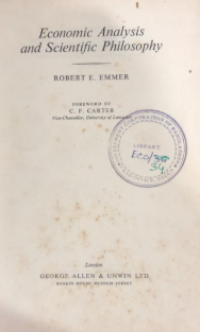 Image of Economic Analysis And Scientific Philosophy